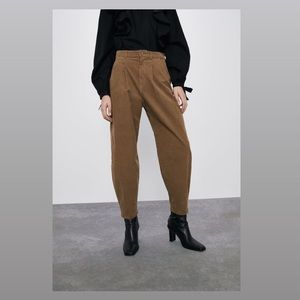 Zara slouch corduroy pants in a toffee brown color